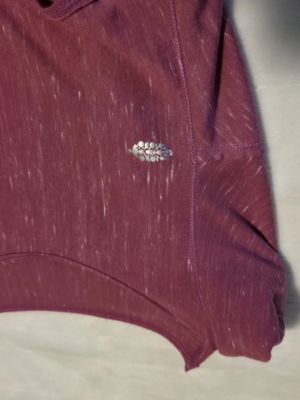 Free People Burgundy Pullover Top with Silver Graphic With Hood